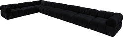 Meridian Furniture - Orin Black Velvet Performance Fabric Upholstered 8 pc. Sectional - 671Black-Sec8B - GreatFurnitureDeal