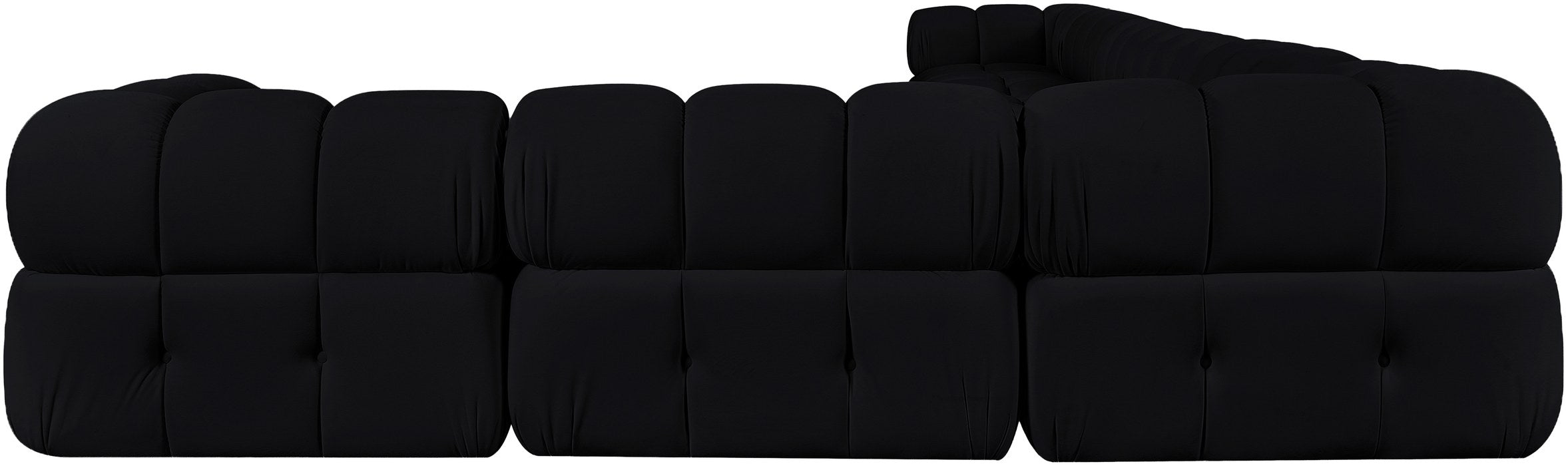 Meridian Furniture - Orin Black Velvet Performance Fabric Upholstered 8 pc. Sectional - 671Black-Sec8B - GreatFurnitureDeal