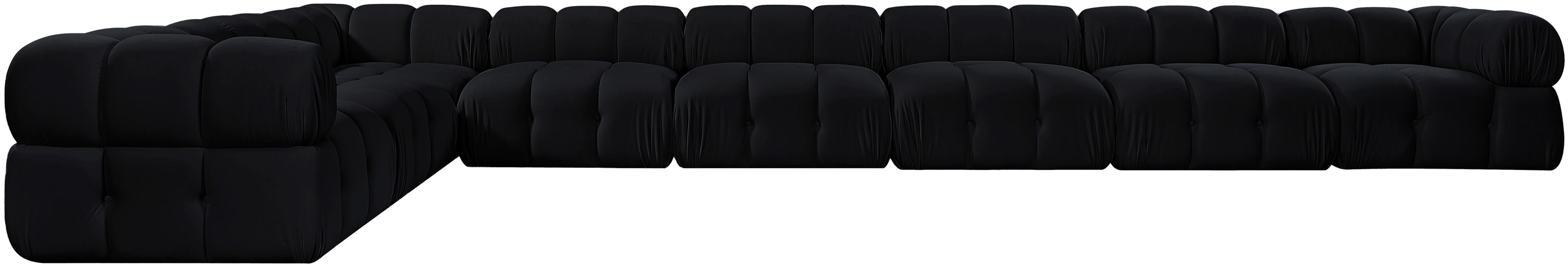 Meridian Furniture - Orin Black Velvet Performance Fabric Upholstered 8 pc. Sectional - 671Black-Sec8B - GreatFurnitureDeal