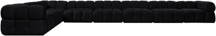 Meridian Furniture - Orin Black Velvet Performance Fabric Upholstered 8 pc. Sectional - 671Black-Sec8B - GreatFurnitureDeal
