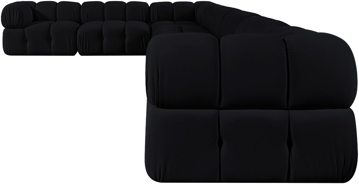 Meridian Furniture - Orin Black Velvet Performance Fabric Upholstered 8 pc. Sectional - 671Black-Sec8B - GreatFurnitureDeal
