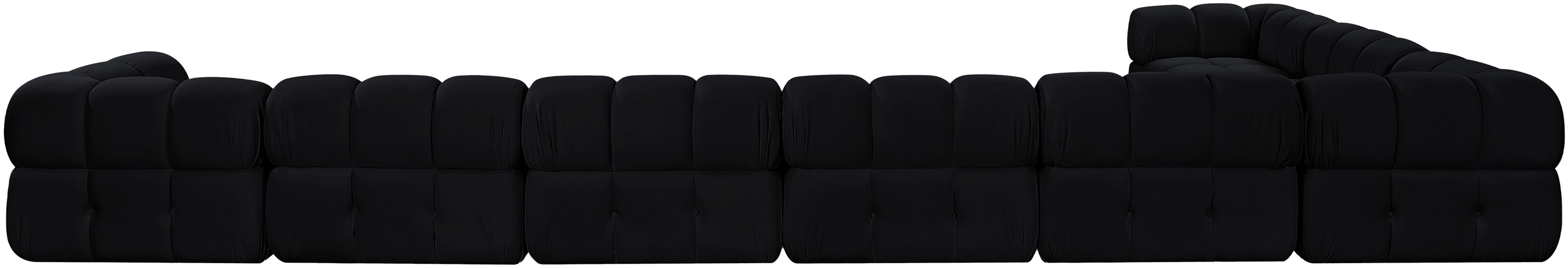 Meridian Furniture - Orin Black Velvet Performance Fabric Upholstered 8 pc. Sectional - 671Black-Sec8B - GreatFurnitureDeal