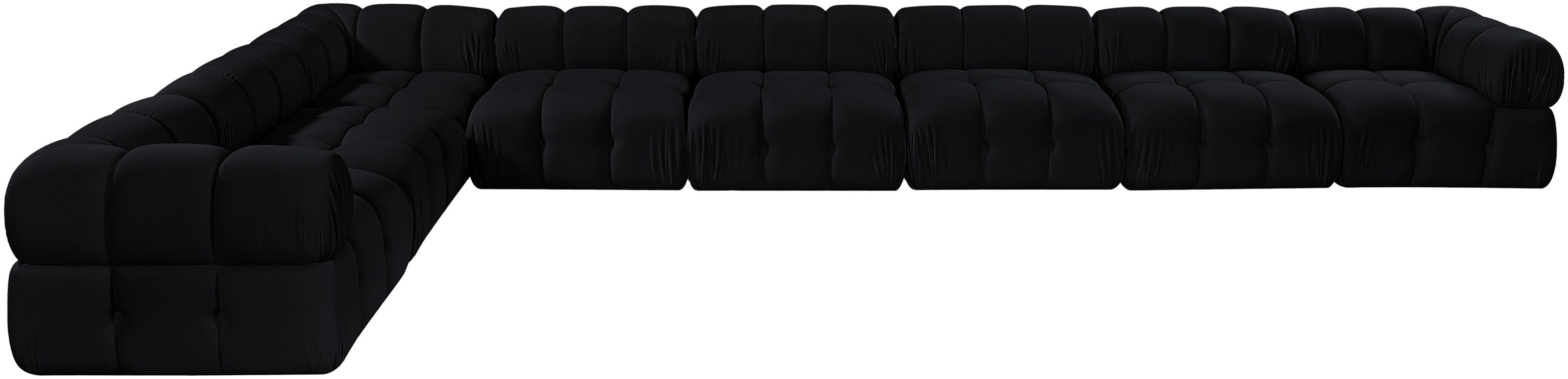 Meridian Furniture - Orin Black Velvet Performance Fabric Upholstered 8 pc. Sectional - 671Black-Sec8B - GreatFurnitureDeal