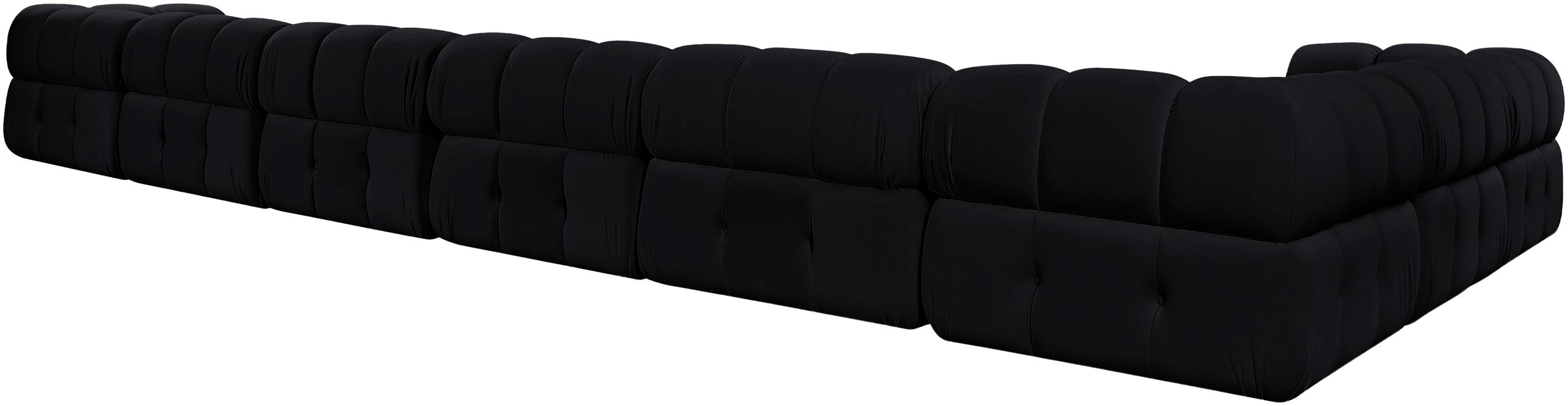 Meridian Furniture - Orin Black Velvet Performance Fabric Upholstered 8 pc. Sectional - 671Black-Sec8B - GreatFurnitureDeal