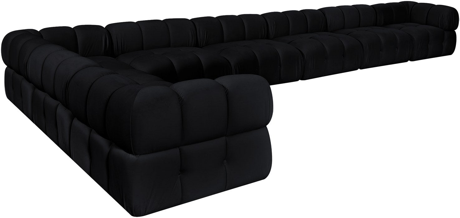Meridian Furniture - Orin Black Velvet Performance Fabric Upholstered 8 pc. Sectional - 671Black-Sec8B - GreatFurnitureDeal