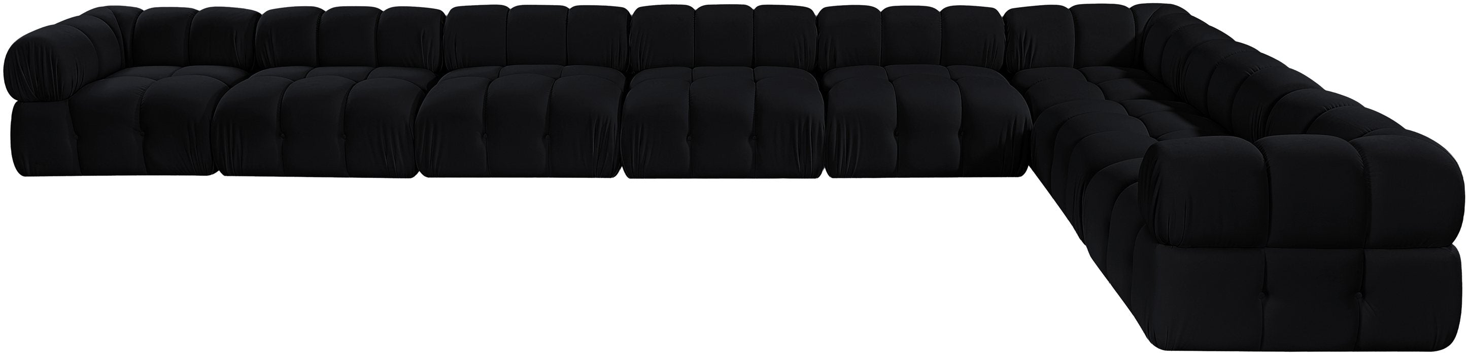 Meridian Furniture - Orin Black Velvet Performance Fabric Upholstered 8 pc. Sectional - 671Black-Sec8B - GreatFurnitureDeal
