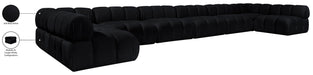 Meridian Furniture - Orin Black Velvet Performance Fabric Upholstered 8 pc. Sectional - 671Black-Sec8C - GreatFurnitureDeal
