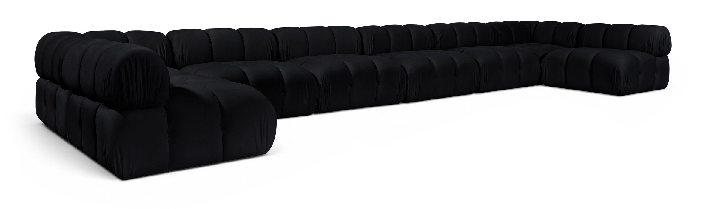 Meridian Furniture - Orin Black Velvet Performance Fabric Upholstered 8 pc. Sectional - 671Black-Sec8C - GreatFurnitureDeal