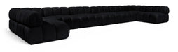 Meridian Furniture - Orin Black Velvet Performance Fabric Upholstered 8 pc. Sectional - 671Black-Sec8C - GreatFurnitureDeal