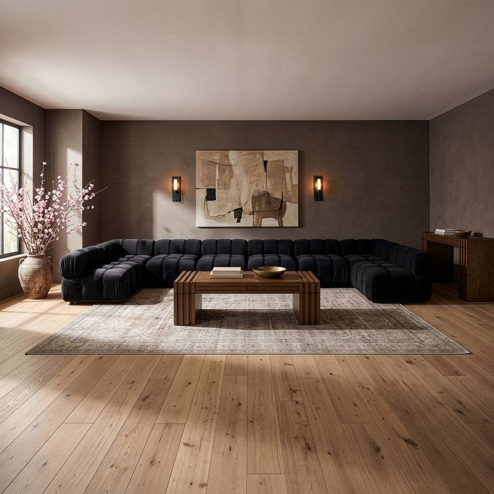Meridian Furniture - Orin Black Velvet Performance Fabric Upholstered 8 pc. Sectional - 671Black-Sec8C - GreatFurnitureDeal