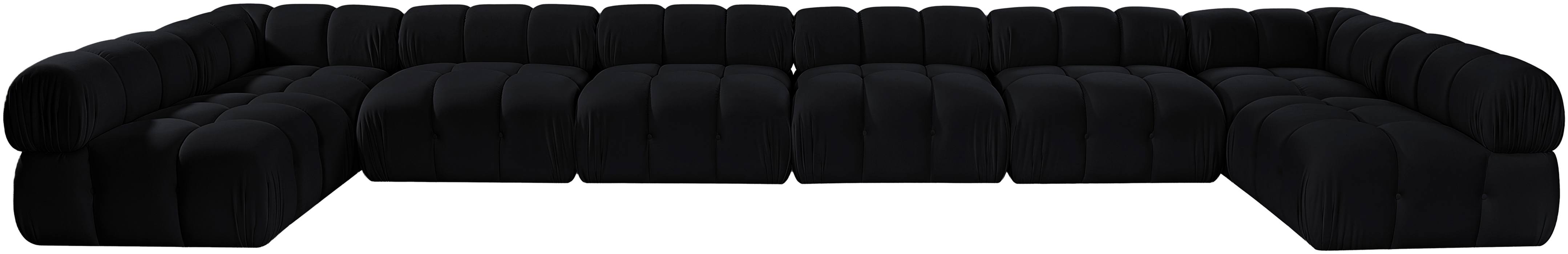 Meridian Furniture - Orin Black Velvet Performance Fabric Upholstered 8 pc. Sectional - 671Black-Sec8C - GreatFurnitureDeal