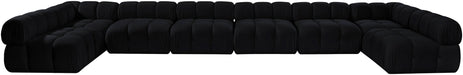 Meridian Furniture - Orin Black Velvet Performance Fabric Upholstered 8 pc. Sectional - 671Black-Sec8C - GreatFurnitureDeal