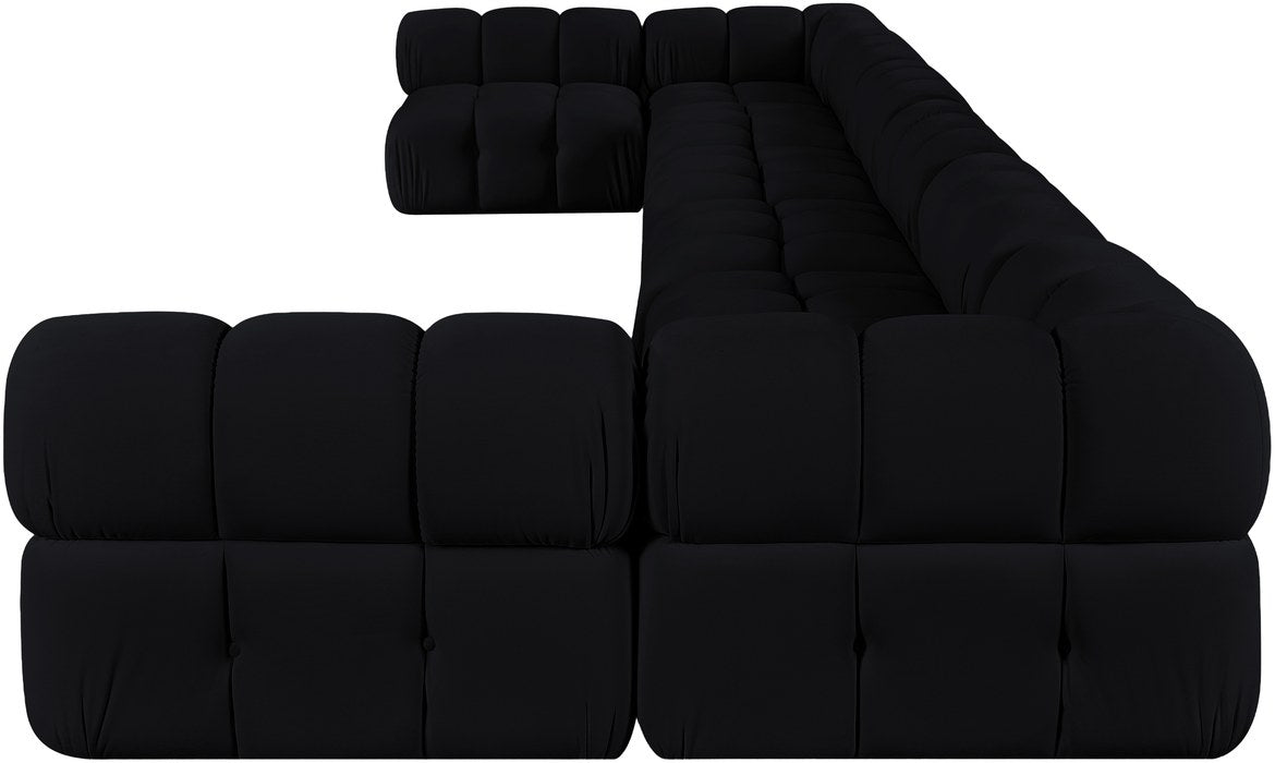 Meridian Furniture - Orin Black Velvet Performance Fabric Upholstered 8 pc. Sectional - 671Black-Sec8C - GreatFurnitureDeal