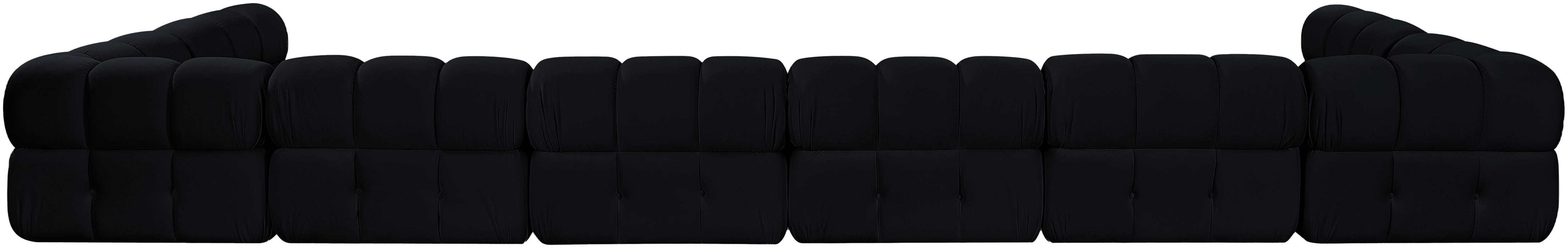 Meridian Furniture - Orin Black Velvet Performance Fabric Upholstered 8 pc. Sectional - 671Black-Sec8C - GreatFurnitureDeal