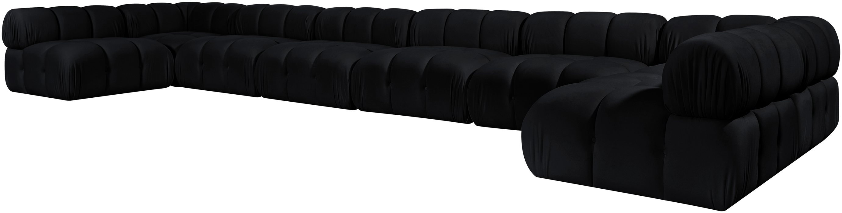 Meridian Furniture - Orin Black Velvet Performance Fabric Upholstered 8 pc. Sectional - 671Black-Sec8C - GreatFurnitureDeal