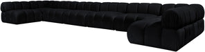 Meridian Furniture - Orin Black Velvet Performance Fabric Upholstered 8 pc. Sectional - 671Black-Sec8C - GreatFurnitureDeal