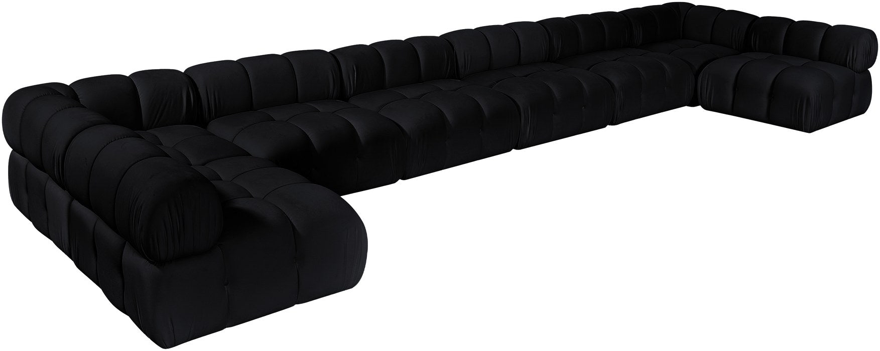 Meridian Furniture - Orin Black Velvet Performance Fabric Upholstered 8 pc. Sectional - 671Black-Sec8C - GreatFurnitureDeal