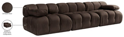 Meridian Furniture - Orin Brown Velvet Performance Fabric Upholstered 3 pc. Sofa - 671Brown-S3B - GreatFurnitureDeal