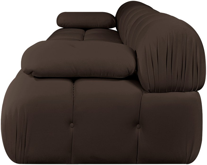 Meridian Furniture - Orin Brown Velvet Performance Fabric Upholstered 3 pc. Sofa - 671Brown-S3B - GreatFurnitureDeal