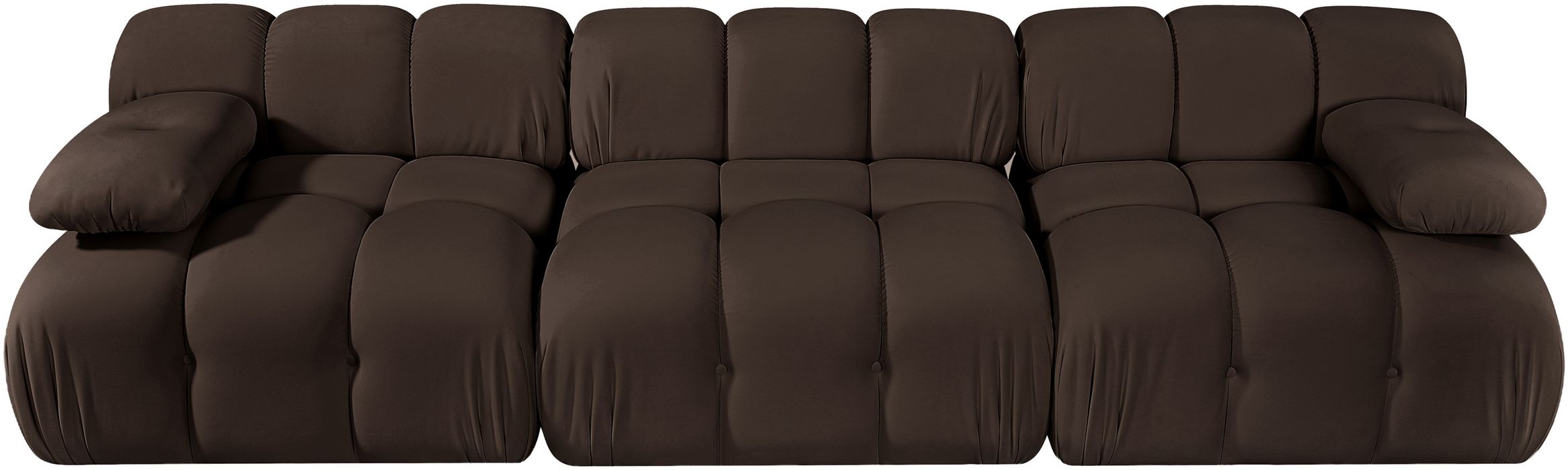 Meridian Furniture - Orin Brown Velvet Performance Fabric Upholstered 3 pc. Sofa - 671Brown-S3B - GreatFurnitureDeal