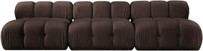Meridian Furniture - Orin Brown Velvet Performance Fabric Upholstered 3 pc. Sofa - 671Brown-S3B - GreatFurnitureDeal