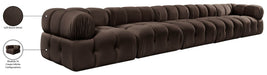 Meridian Furniture - Orin Brown Velvet Performance Fabric Upholstered 5 pc. Sofa - 671Brown-S5A - GreatFurnitureDeal
