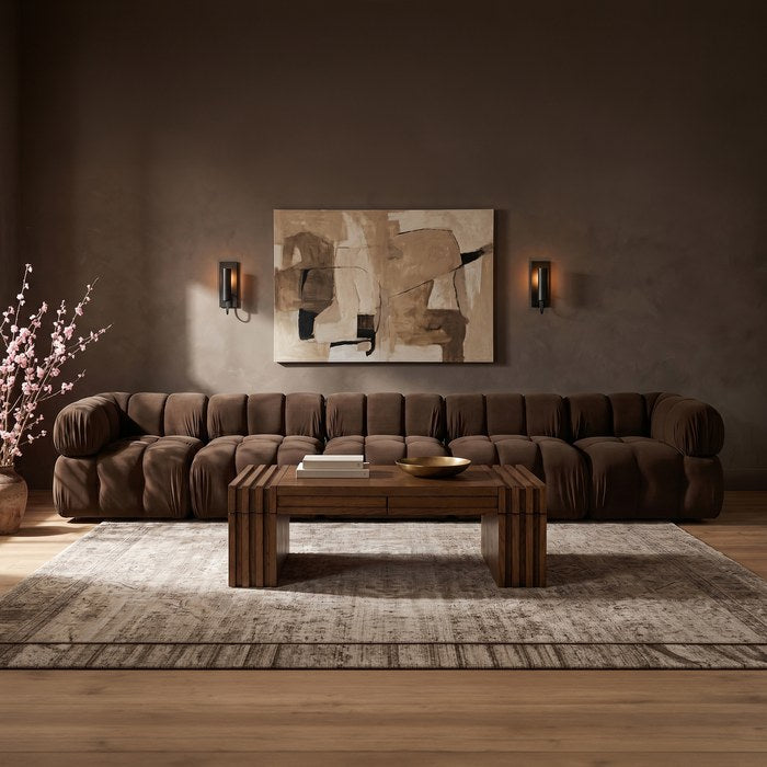 Meridian Furniture - Orin Brown Velvet Performance Fabric Upholstered 5 pc. Sofa - 671Brown-S5A - GreatFurnitureDeal