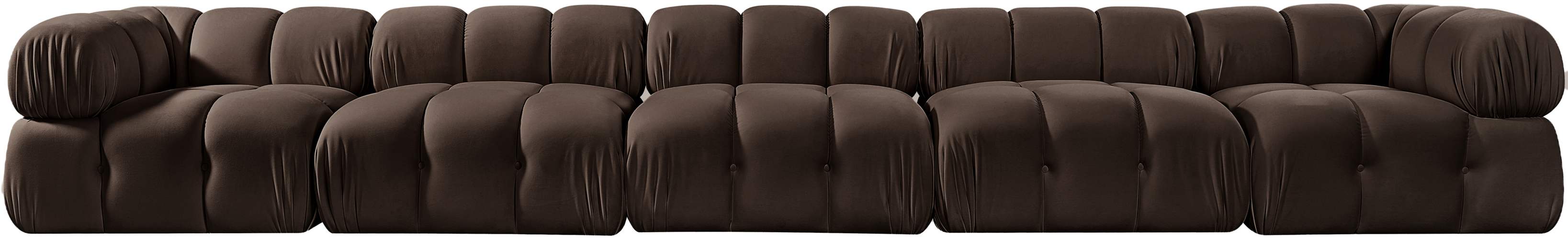 Meridian Furniture - Orin Brown Velvet Performance Fabric Upholstered 5 pc. Sofa - 671Brown-S5A - GreatFurnitureDeal