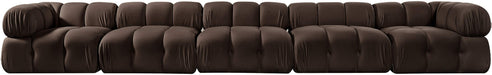 Meridian Furniture - Orin Brown Velvet Performance Fabric Upholstered 5 pc. Sofa - 671Brown-S5A - GreatFurnitureDeal