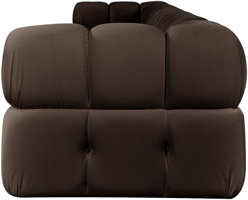 Meridian Furniture - Orin Brown Velvet Performance Fabric Upholstered 5 pc. Sofa - 671Brown-S5A - GreatFurnitureDeal