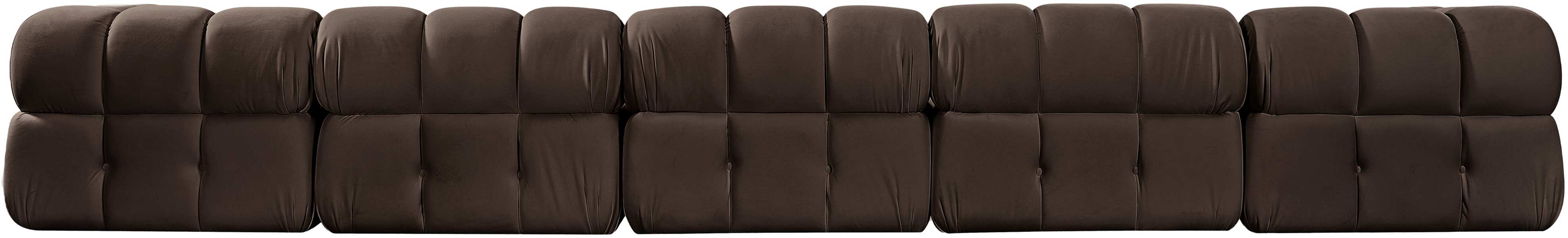 Meridian Furniture - Orin Brown Velvet Performance Fabric Upholstered 5 pc. Sofa - 671Brown-S5A - GreatFurnitureDeal