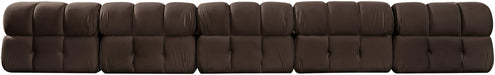 Meridian Furniture - Orin Brown Velvet Performance Fabric Upholstered 5 pc. Sofa - 671Brown-S5A - GreatFurnitureDeal
