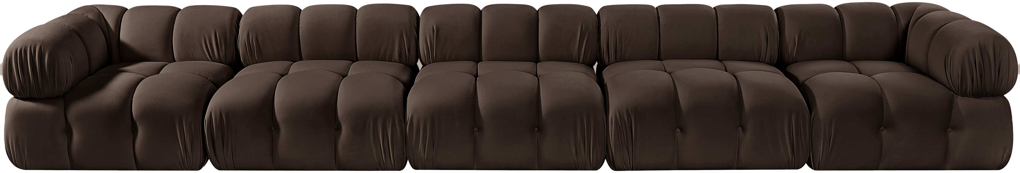 Meridian Furniture - Orin Brown Velvet Performance Fabric Upholstered 5 pc. Sofa - 671Brown-S5A - GreatFurnitureDeal