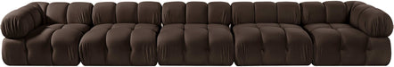 Meridian Furniture - Orin Brown Velvet Performance Fabric Upholstered 5 pc. Sofa - 671Brown-S5A - GreatFurnitureDeal