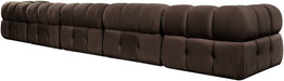 Meridian Furniture - Orin Brown Velvet Performance Fabric Upholstered 5 pc. Sofa - 671Brown-S5A - GreatFurnitureDeal