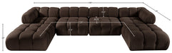 Meridian Furniture - Orin Brown Velvet Performance Fabric Upholstered 6 pc. Sectional - 671Brown-Sec6D - GreatFurnitureDeal