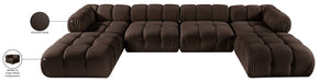 Meridian Furniture - Orin Brown Velvet Performance Fabric Upholstered 6 pc. Sectional - 671Brown-Sec6D - GreatFurnitureDeal