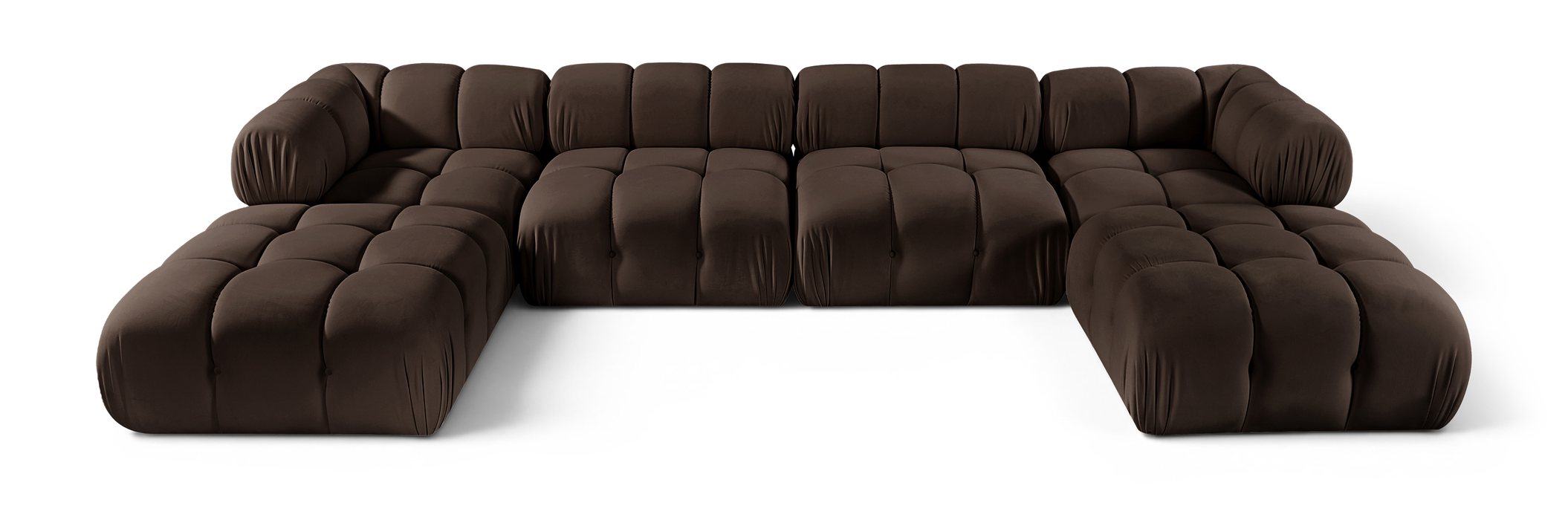 Meridian Furniture - Orin Brown Velvet Performance Fabric Upholstered 6 pc. Sectional - 671Brown-Sec6D - GreatFurnitureDeal