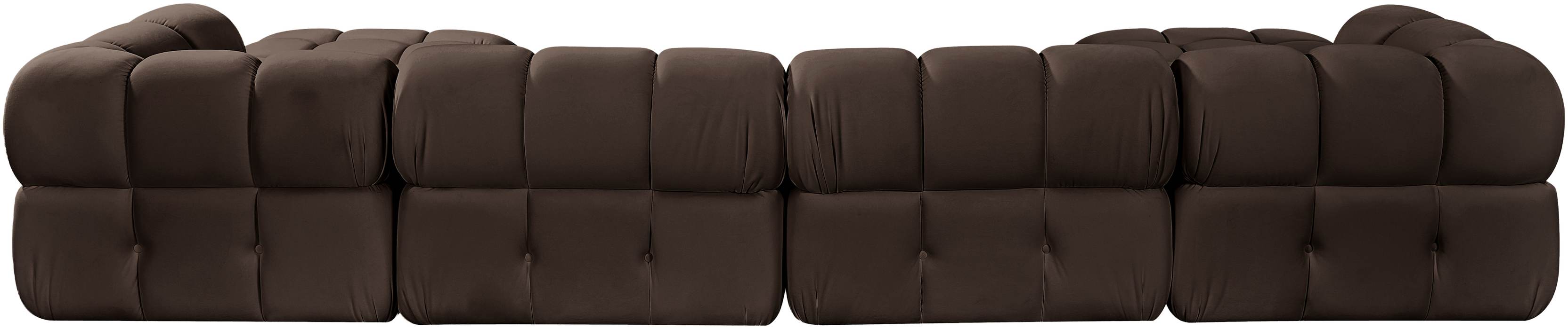 Meridian Furniture - Orin Brown Velvet Performance Fabric Upholstered 6 pc. Sectional - 671Brown-Sec6D - GreatFurnitureDeal