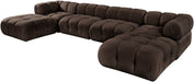 Meridian Furniture - Orin Brown Velvet Performance Fabric Upholstered 6 pc. Sectional - 671Brown-Sec6D - GreatFurnitureDeal