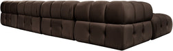 Meridian Furniture - Orin Brown Velvet Performance Fabric Upholstered 6 pc. Sectional - 671Brown-Sec6D - GreatFurnitureDeal