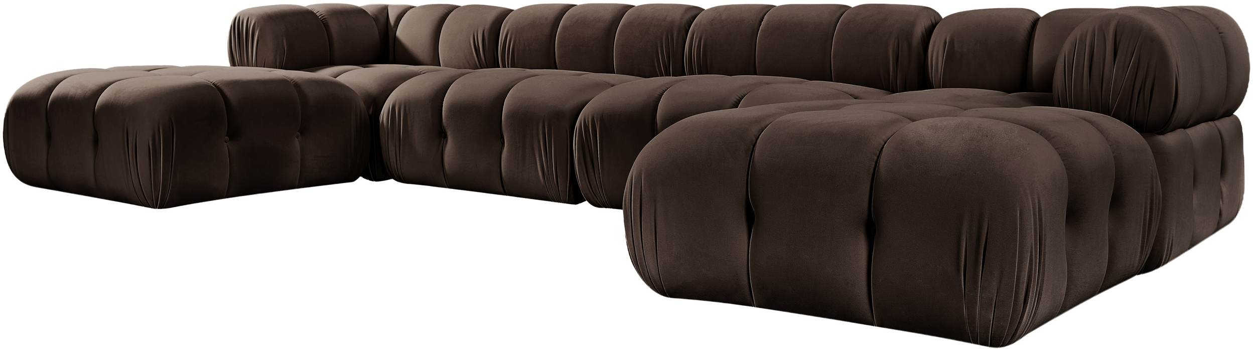 Meridian Furniture - Orin Brown Velvet Performance Fabric Upholstered 6 pc. Sectional - 671Brown-Sec6D - GreatFurnitureDeal