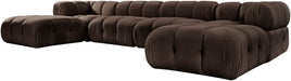 Meridian Furniture - Orin Brown Velvet Performance Fabric Upholstered 6 pc. Sectional - 671Brown-Sec6D - GreatFurnitureDeal