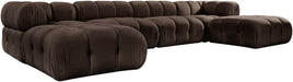Meridian Furniture - Orin Brown Velvet Performance Fabric Upholstered 6 pc. Sectional - 671Brown-Sec6D - GreatFurnitureDeal