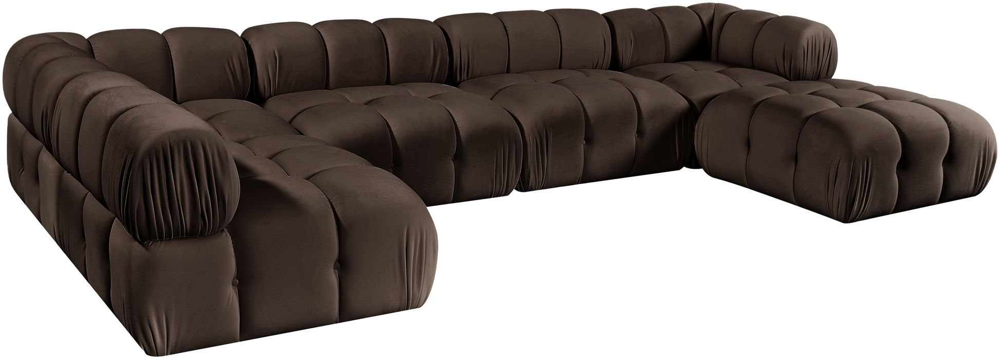 Meridian Furniture - Orin Brown Velvet Performance Fabric Upholstered 6 pc. Sectional - 671Brown-Sec6E - GreatFurnitureDeal