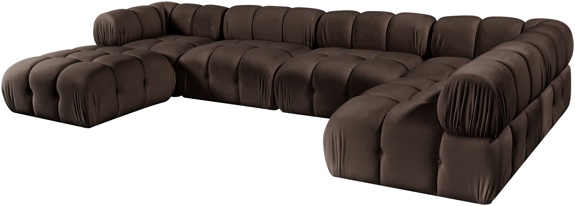Meridian Furniture - Orin Brown Velvet Performance Fabric Upholstered 6 pc. Sectional - 671Brown-Sec6E - GreatFurnitureDeal