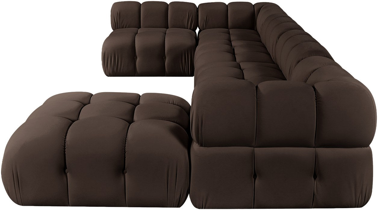 Meridian Furniture - Orin Brown Velvet Performance Fabric Upholstered 6 pc. Sectional - 671Brown-Sec6E - GreatFurnitureDeal