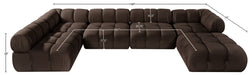 Meridian Furniture - Orin Brown Velvet Performance Fabric Upholstered 6 pc. Sectional - 671Brown-Sec6E - GreatFurnitureDeal