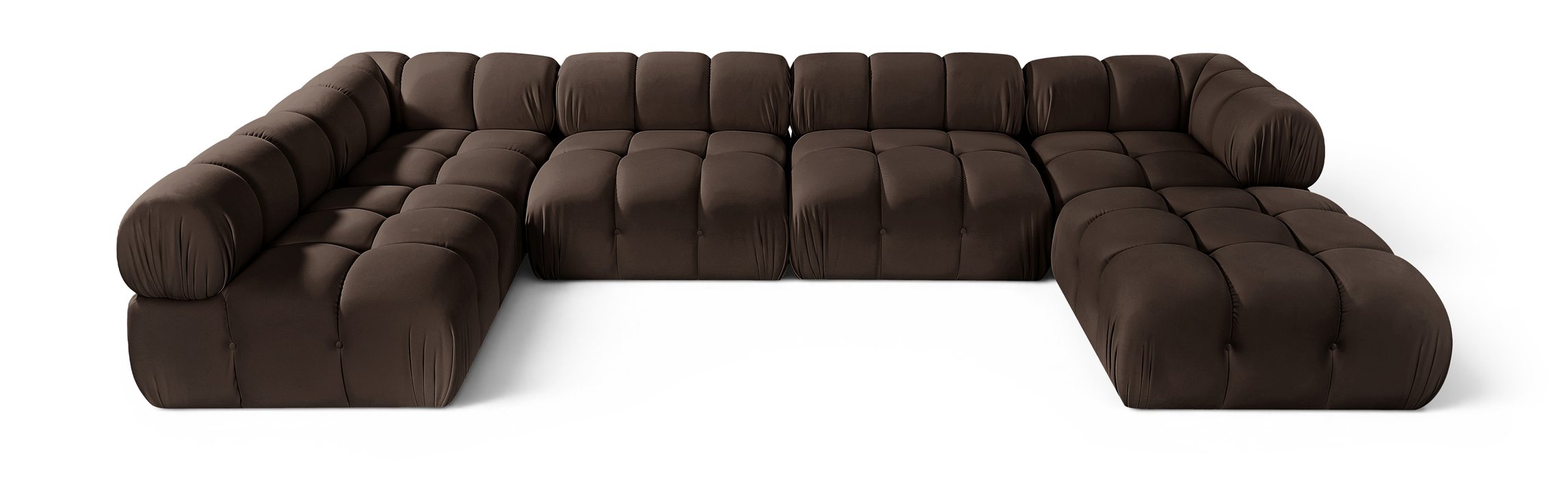 Meridian Furniture - Orin Brown Velvet Performance Fabric Upholstered 6 pc. Sectional - 671Brown-Sec6E - GreatFurnitureDeal