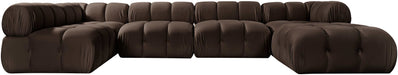 Meridian Furniture - Orin Brown Velvet Performance Fabric Upholstered 6 pc. Sectional - 671Brown-Sec6E - GreatFurnitureDeal